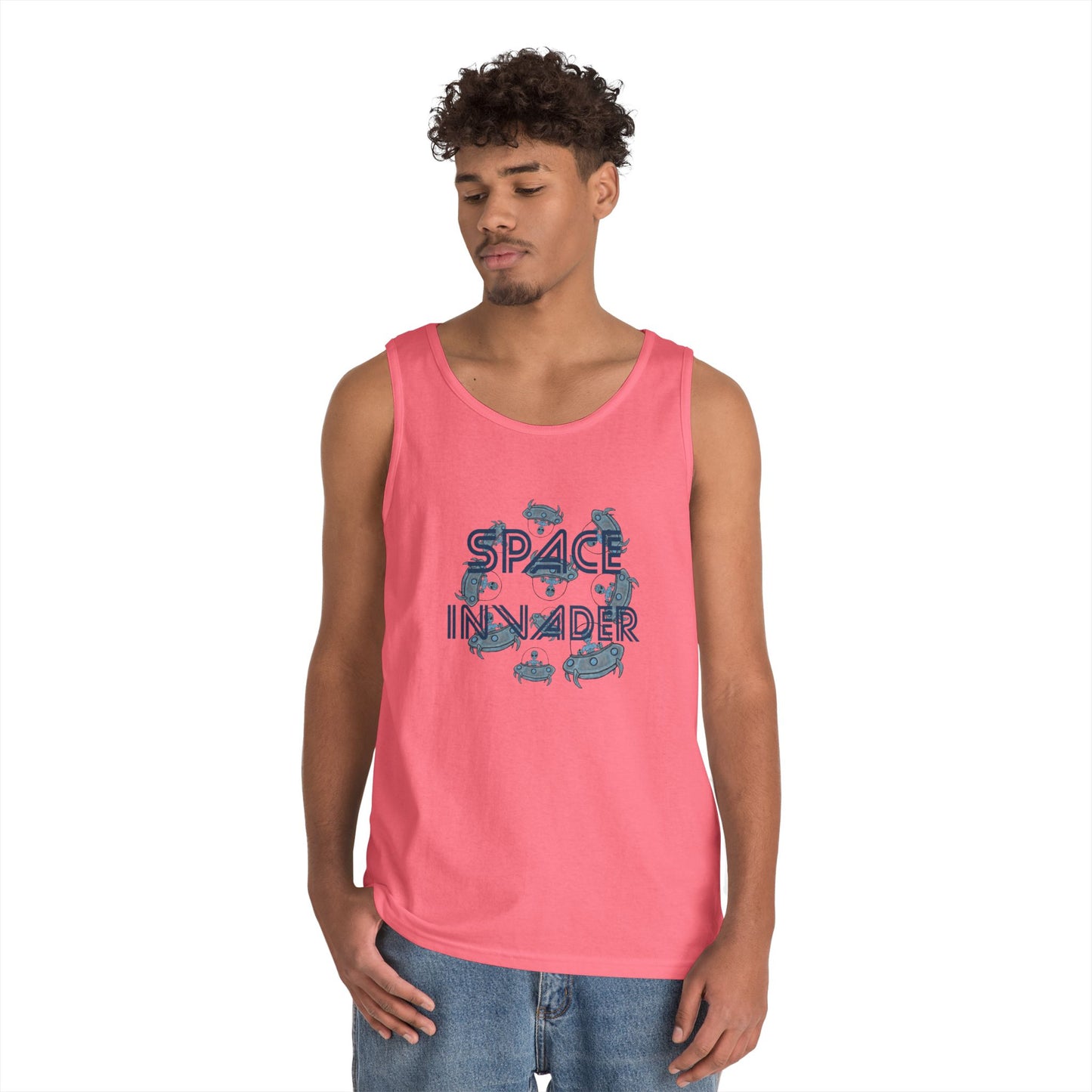 Space Invader Unisex Heavy Cotton Tank Top
