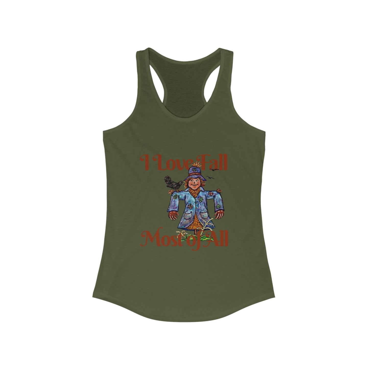 I Love Fall Most of All Women's Ideal Racerback Tank