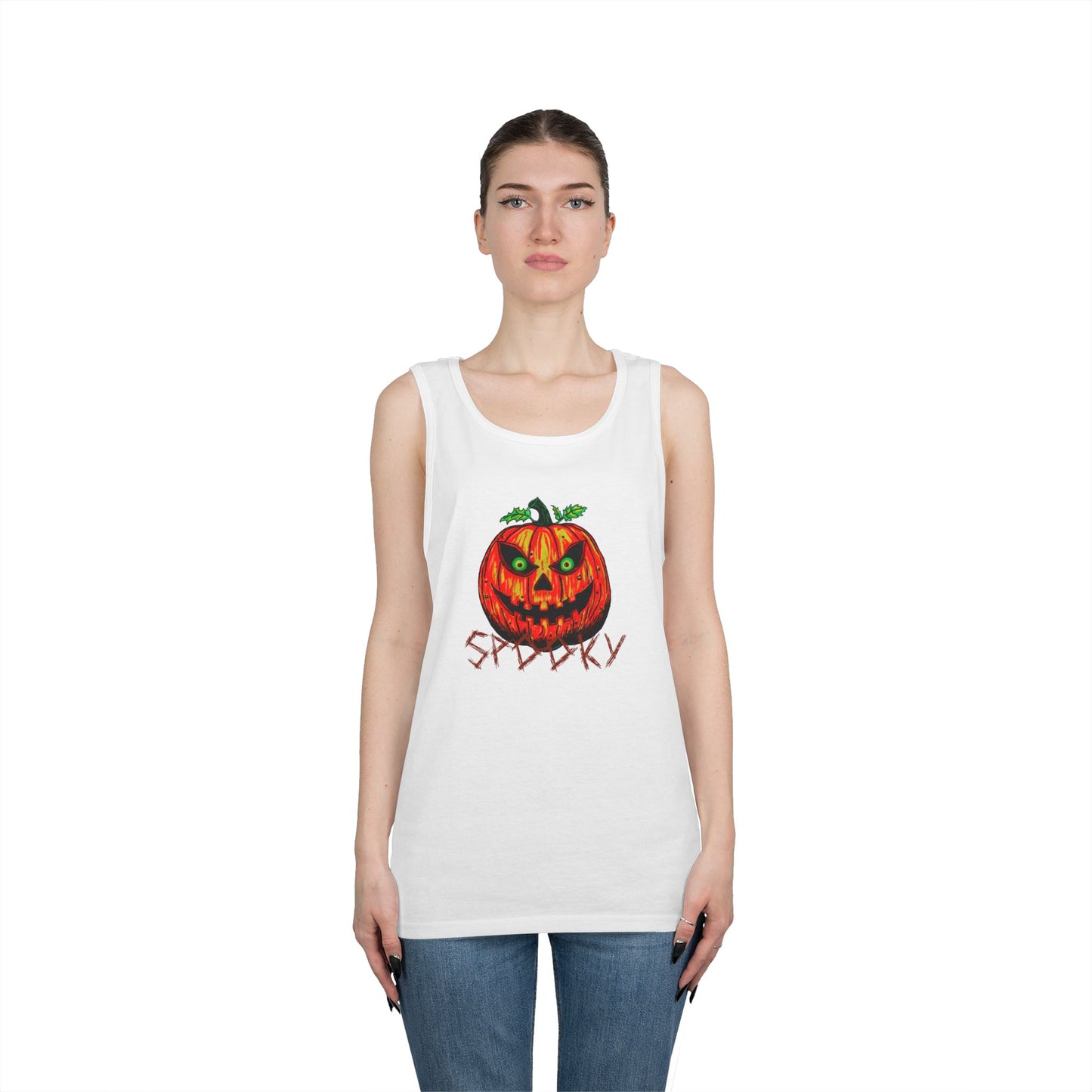 Spooky Jack-o-Lantern Unisex Heavy Cotton Tank Top