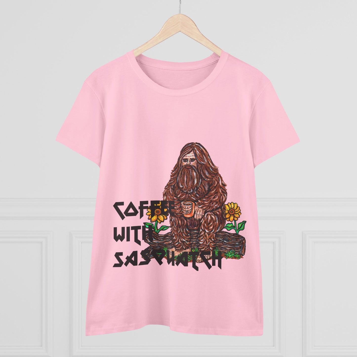 Coffee With Sasquatch Women's Midweight Cotton Tee
