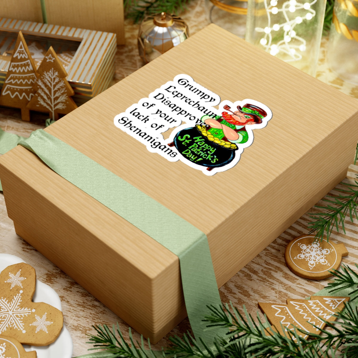 Grumpy Leprechaun Kiss-Cut Stickers