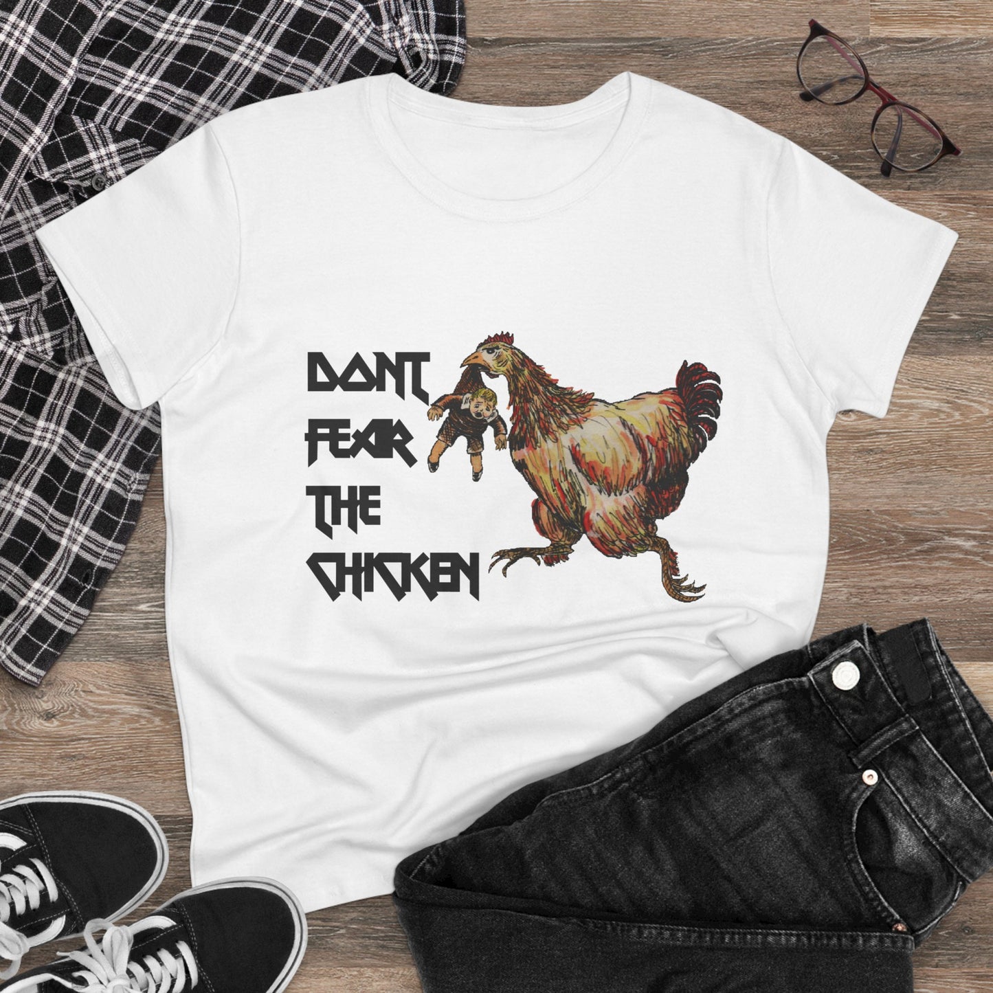 Don't Fear the Chicken Women's Midweight Cotton Tee