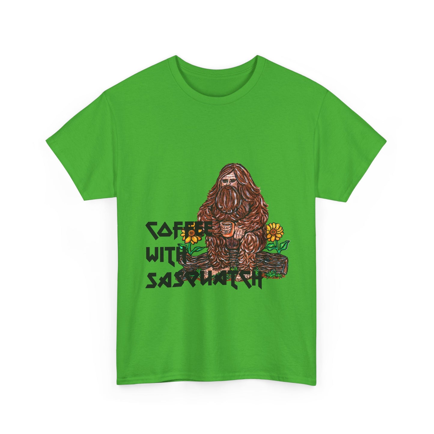 Coffee With Sasquatch Unisex Heavy Cotton Tee