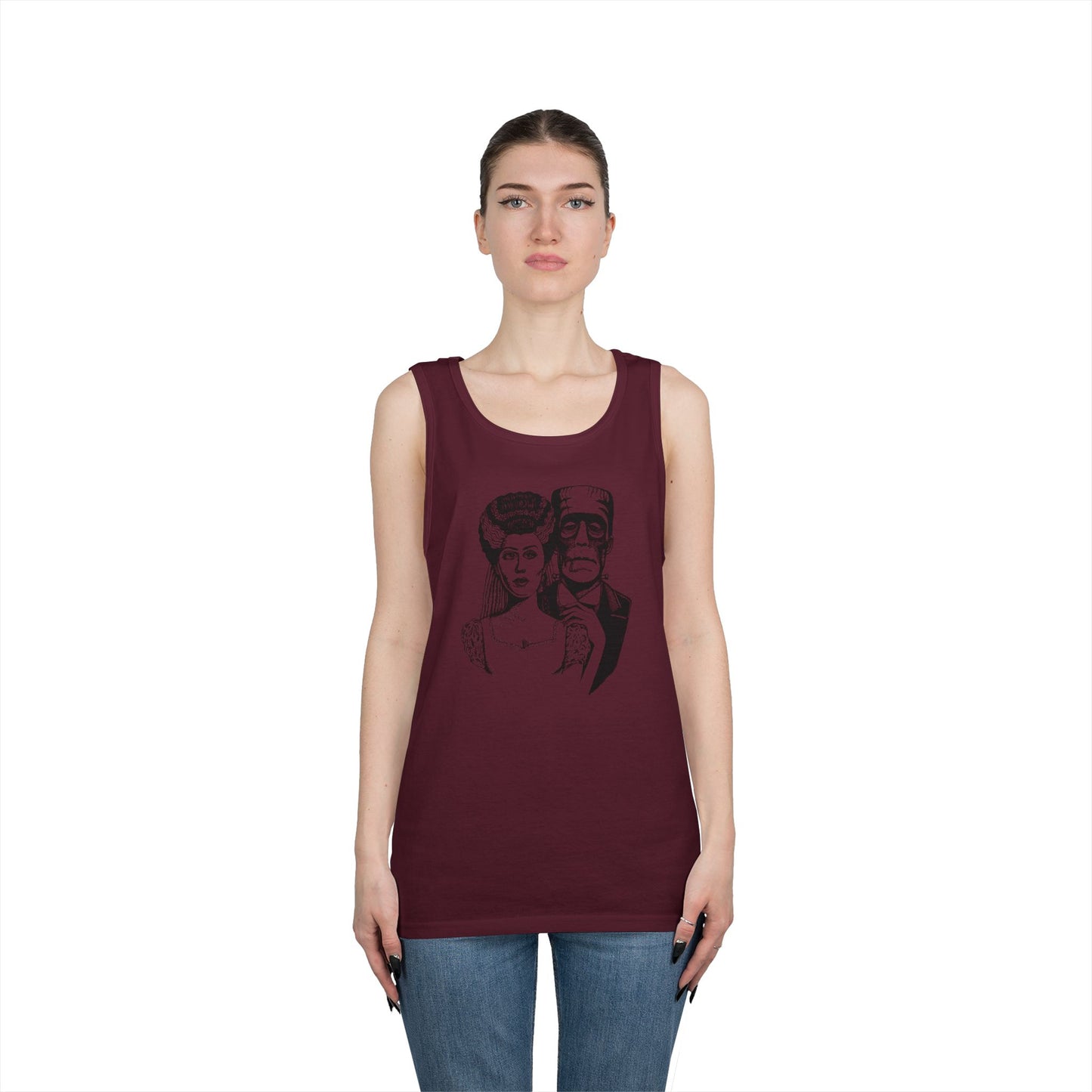 Frankenstein and Bride Unisex Heavy Cotton Tank Top