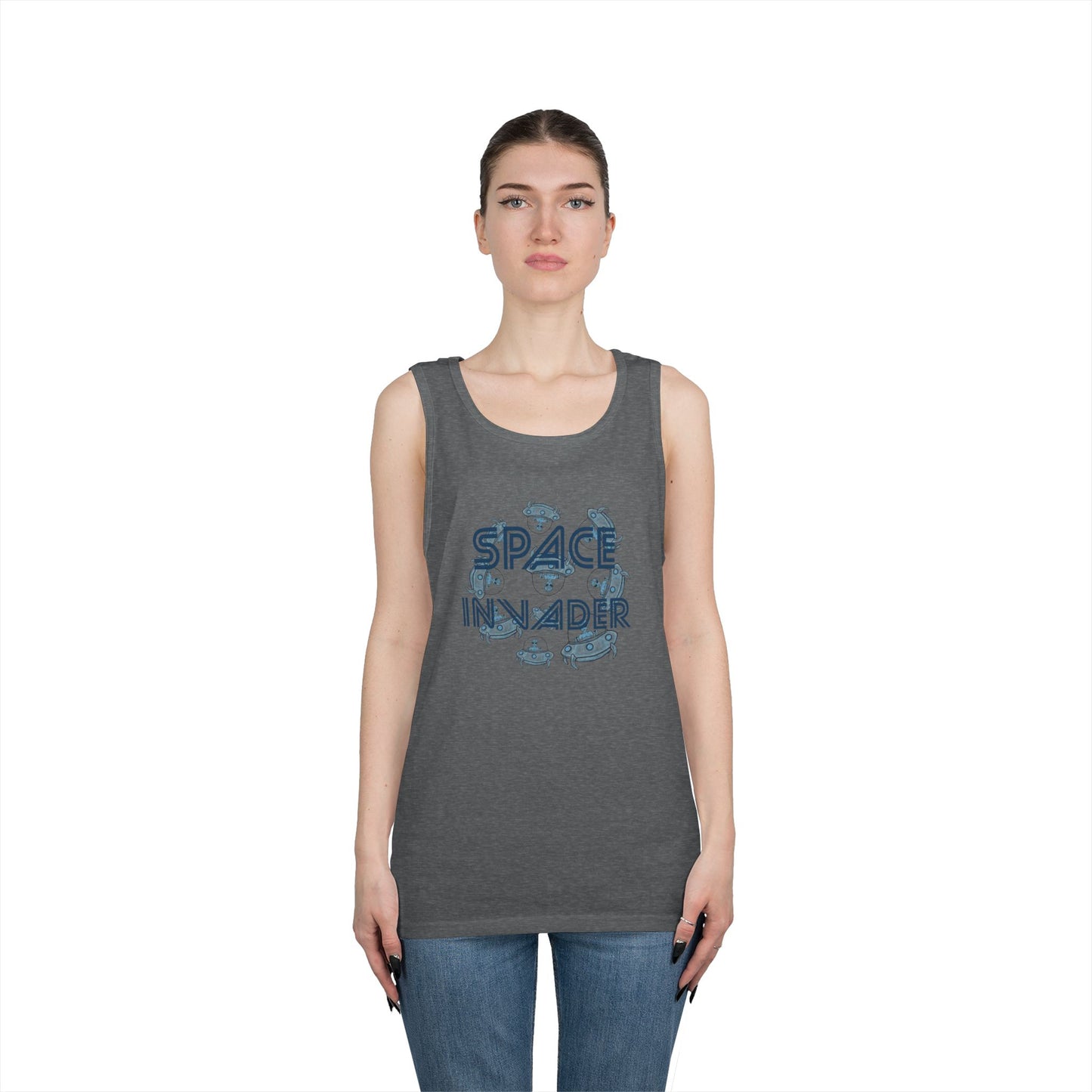 Space Invader Unisex Heavy Cotton Tank Top