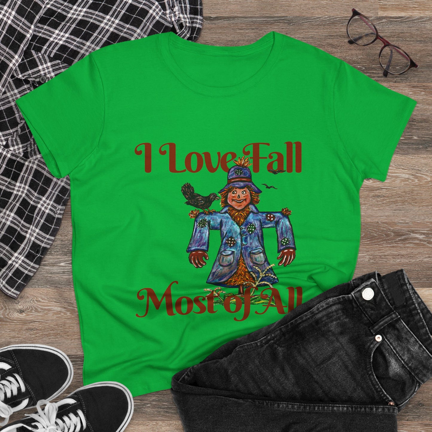 I Love Fall Most of All Women's Midweight Cotton Tee
