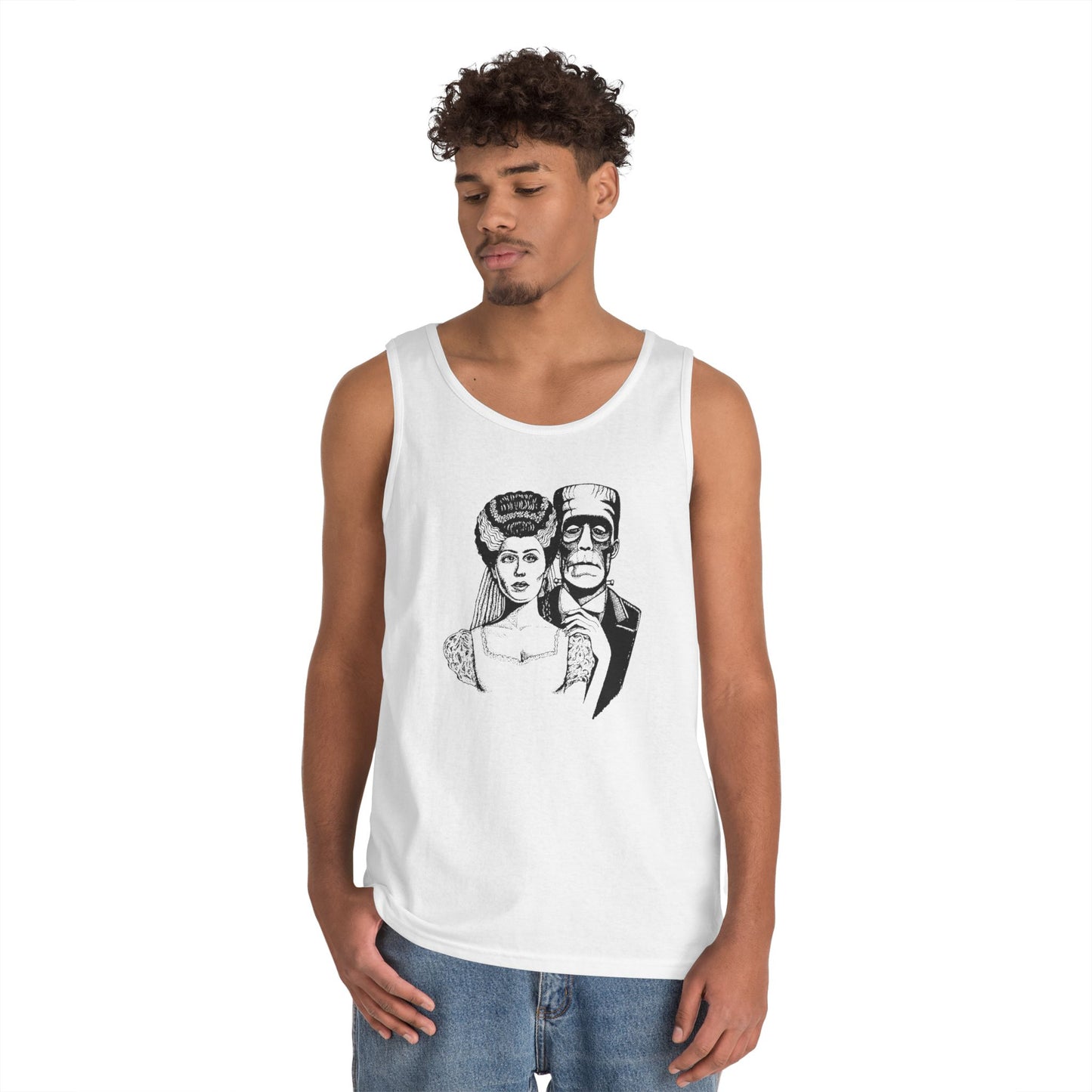 Frankenstein and Bride Unisex Heavy Cotton Tank Top