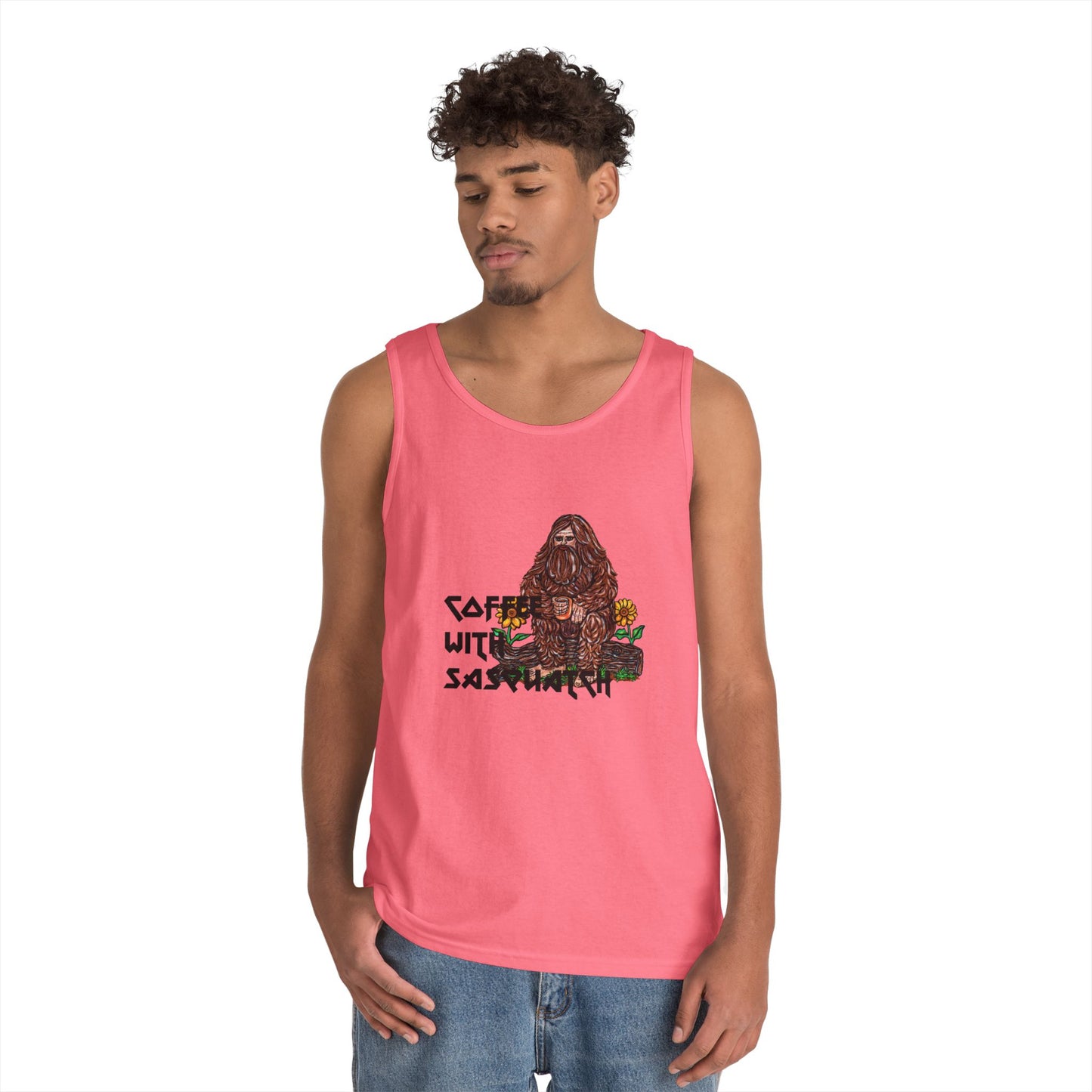 Coffee With Sasquatch Unisex Heavy Cotton Tank Top