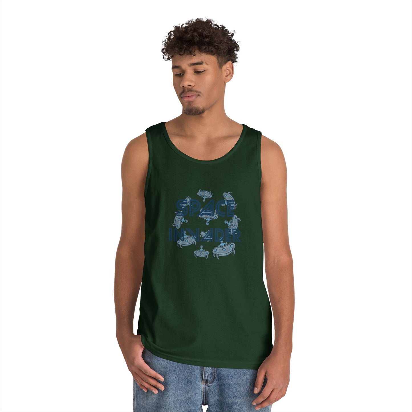 Space Invader Unisex Heavy Cotton Tank Top