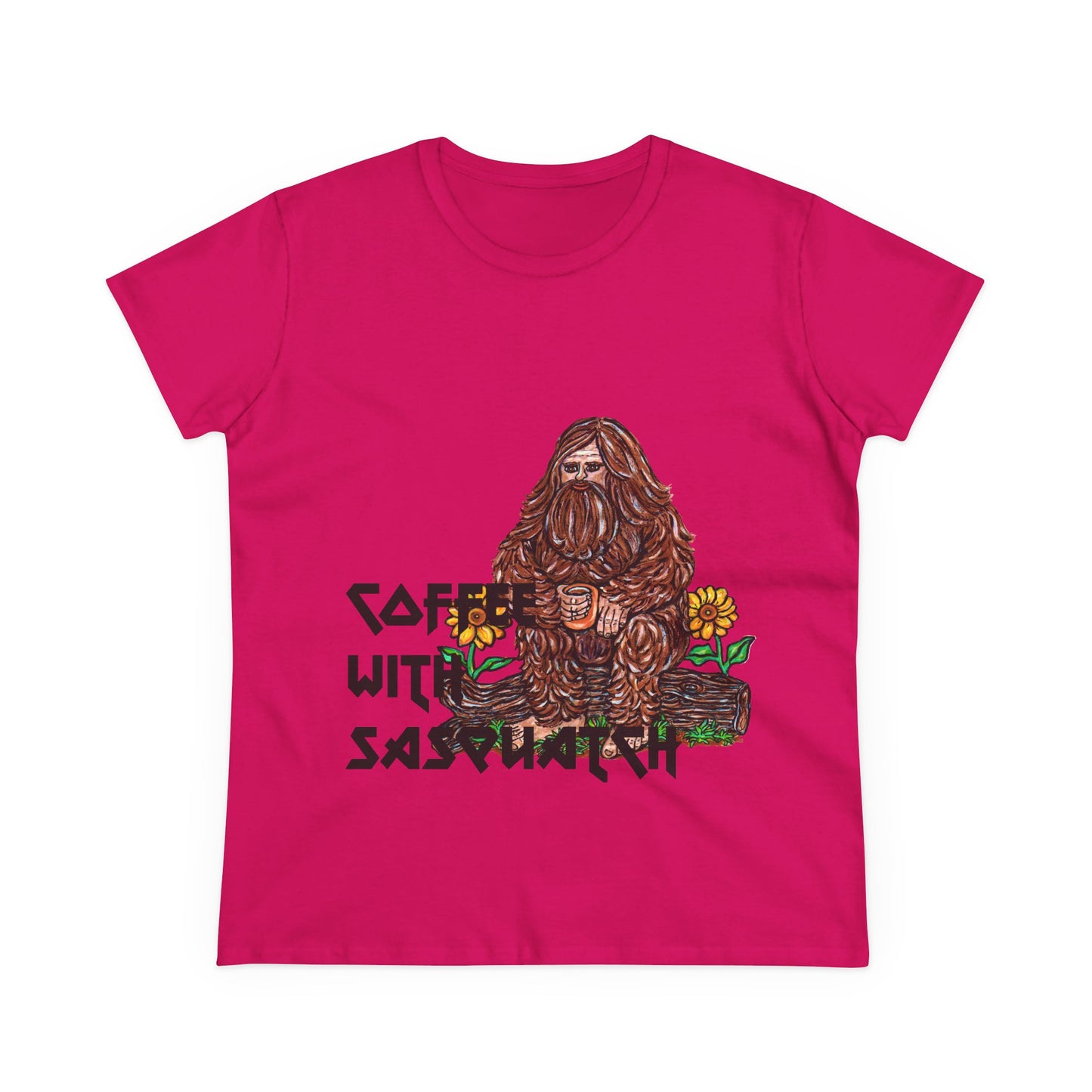 Coffee With Sasquatch Women's Midweight Cotton Tee