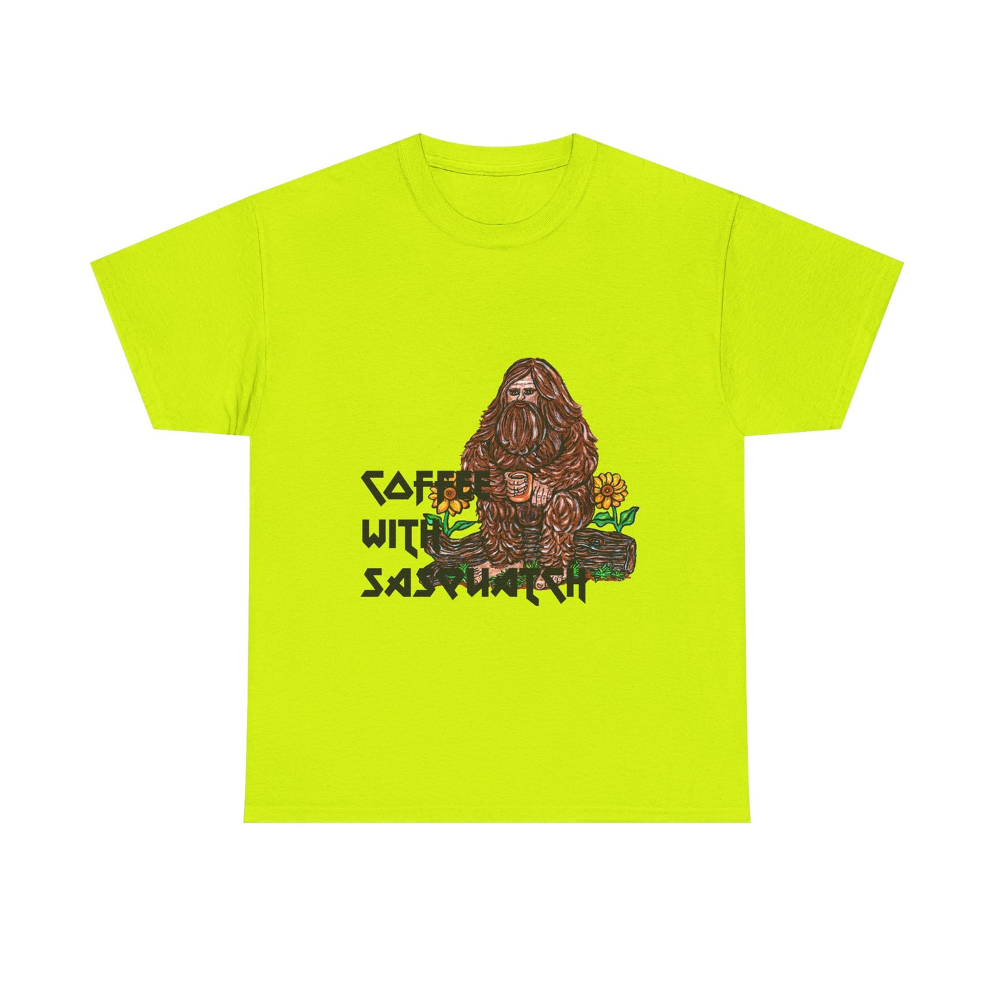 Coffee With Sasquatch Unisex Heavy Cotton Tee