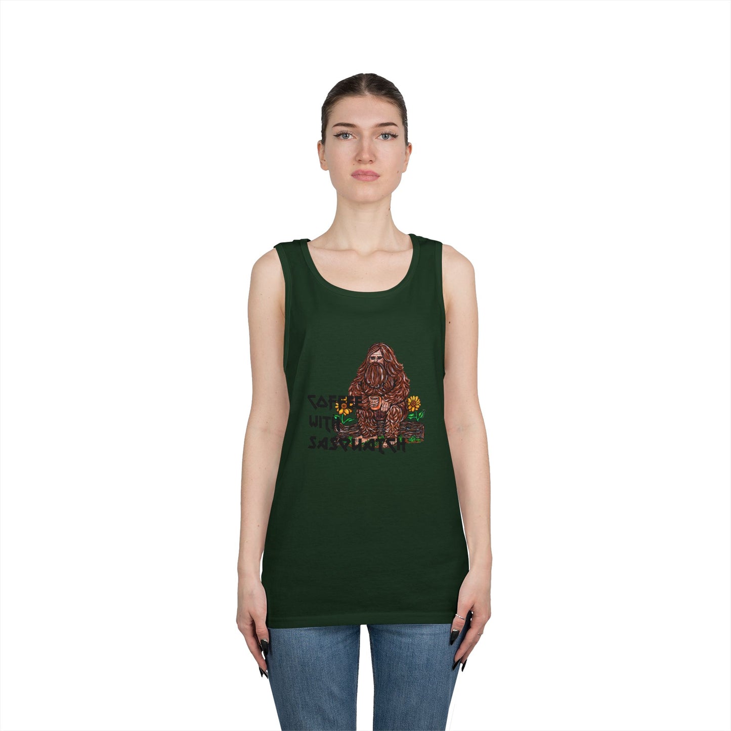 Coffee With Sasquatch Unisex Heavy Cotton Tank Top