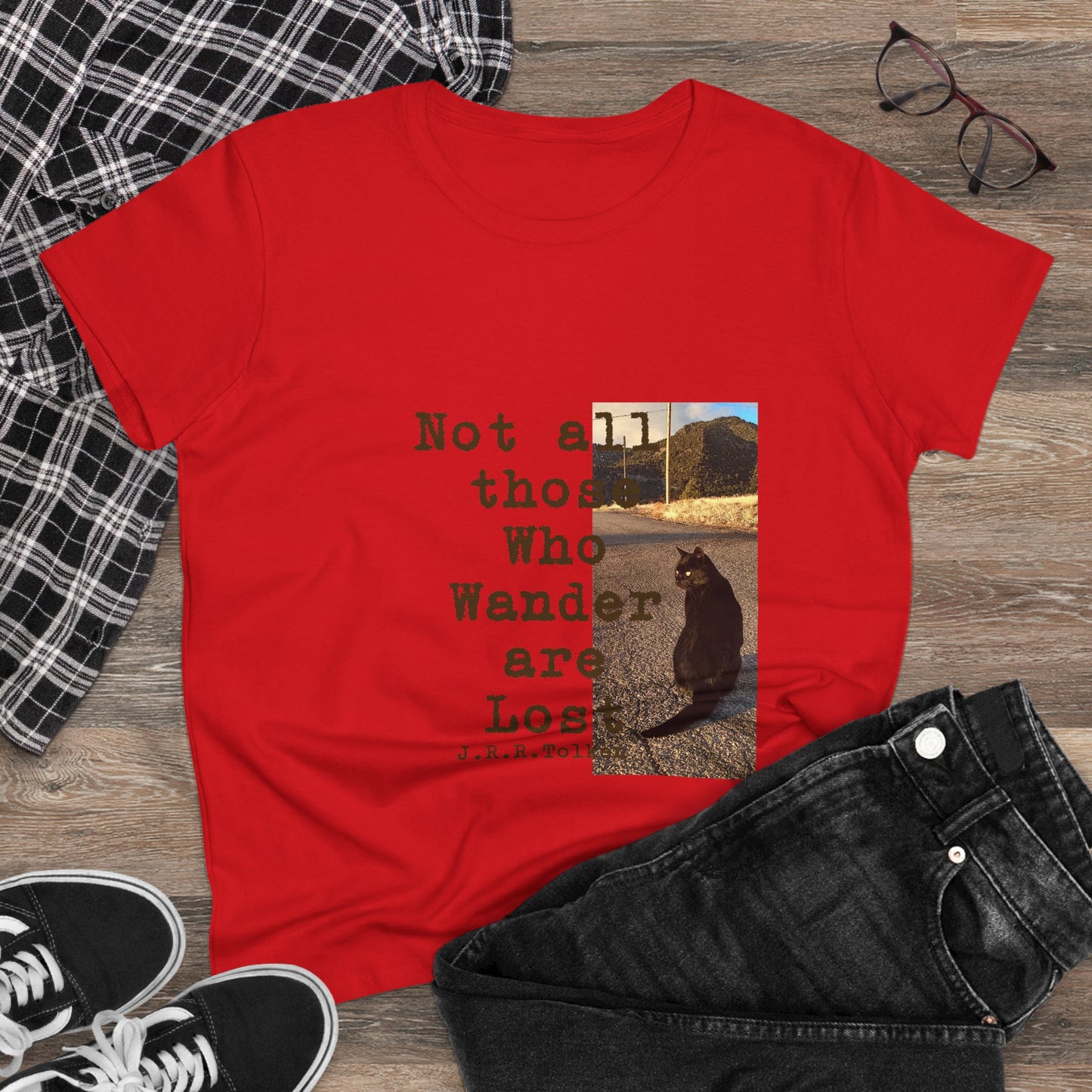 Wandering Kitty Women's Midweight Cotton Tee