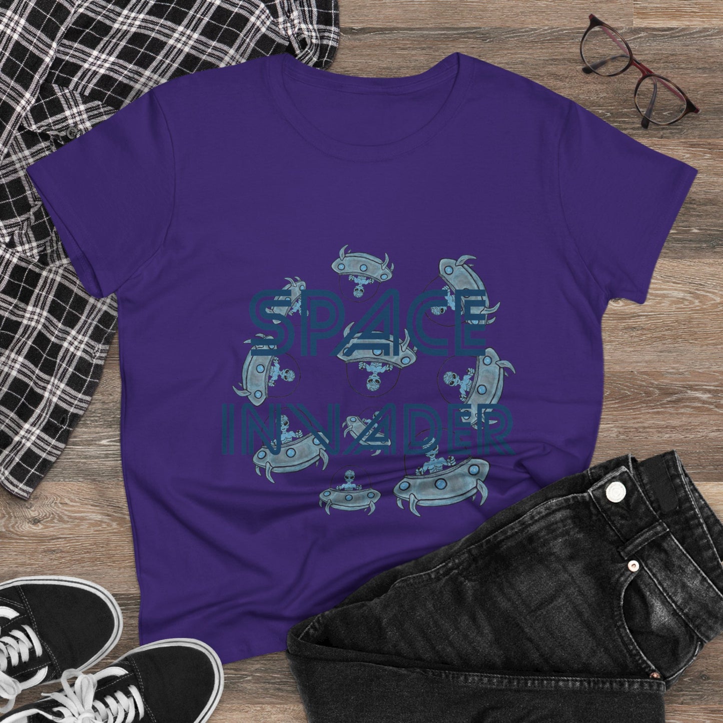 Space Invader Women's Midweight Cotton Tee