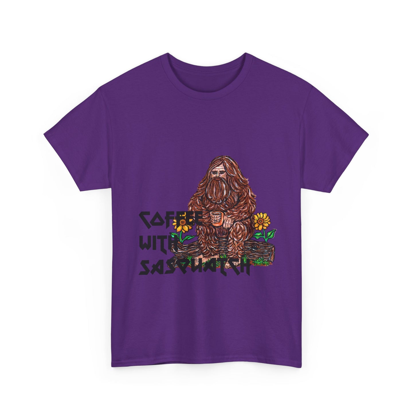 Coffee With Sasquatch Unisex Heavy Cotton Tee