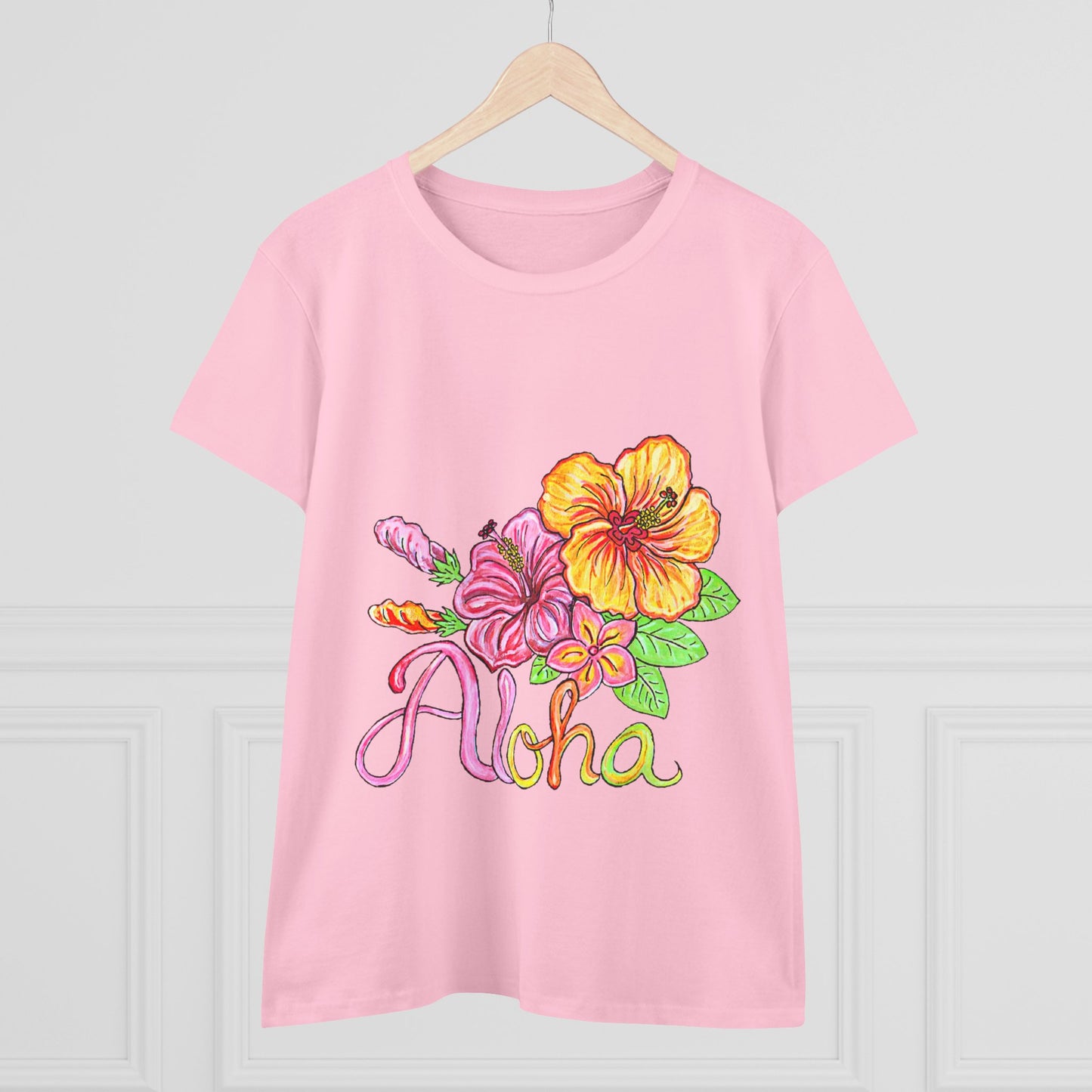 Aloha Flowers Women's Midweight Cotton Tee