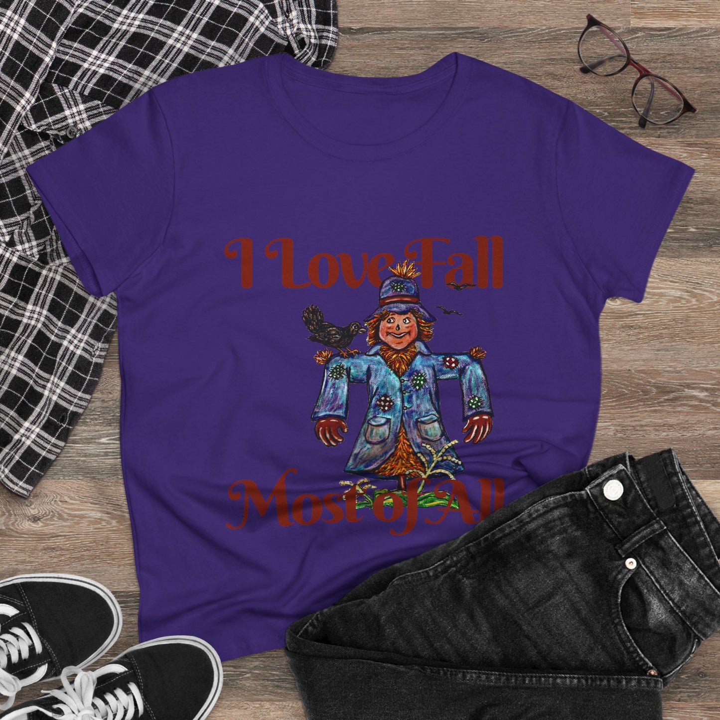 I Love Fall Most of All Women's Midweight Cotton Tee