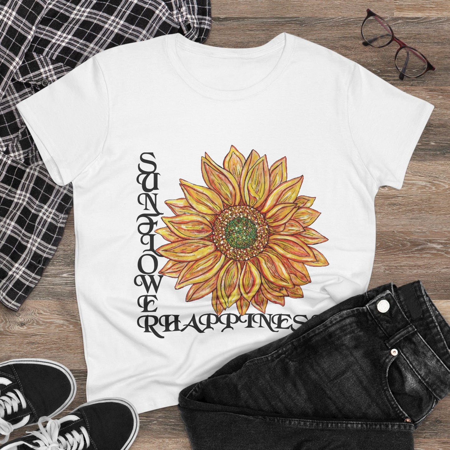 Sunflower and Happiness Women's Midweight Cotton Tee