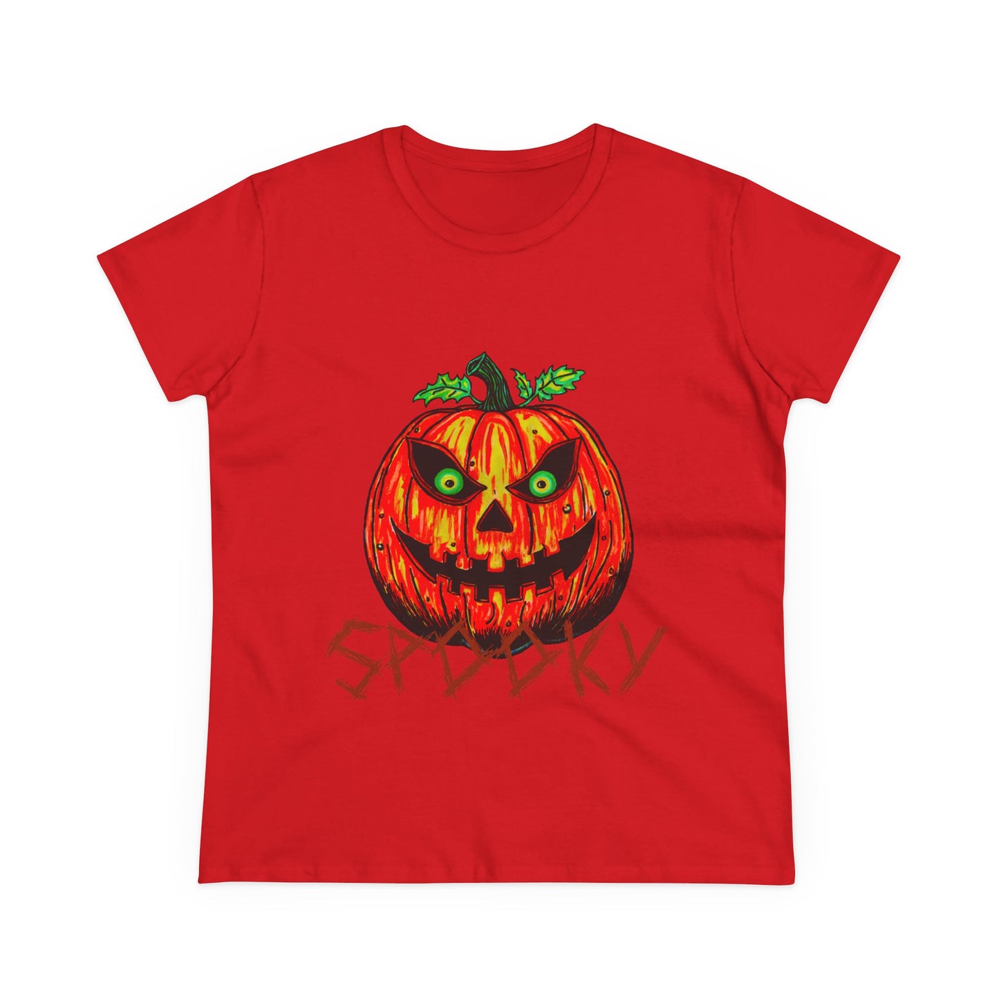 Spooky Jack-o-Lantern Women's Midweight Cotton Tee