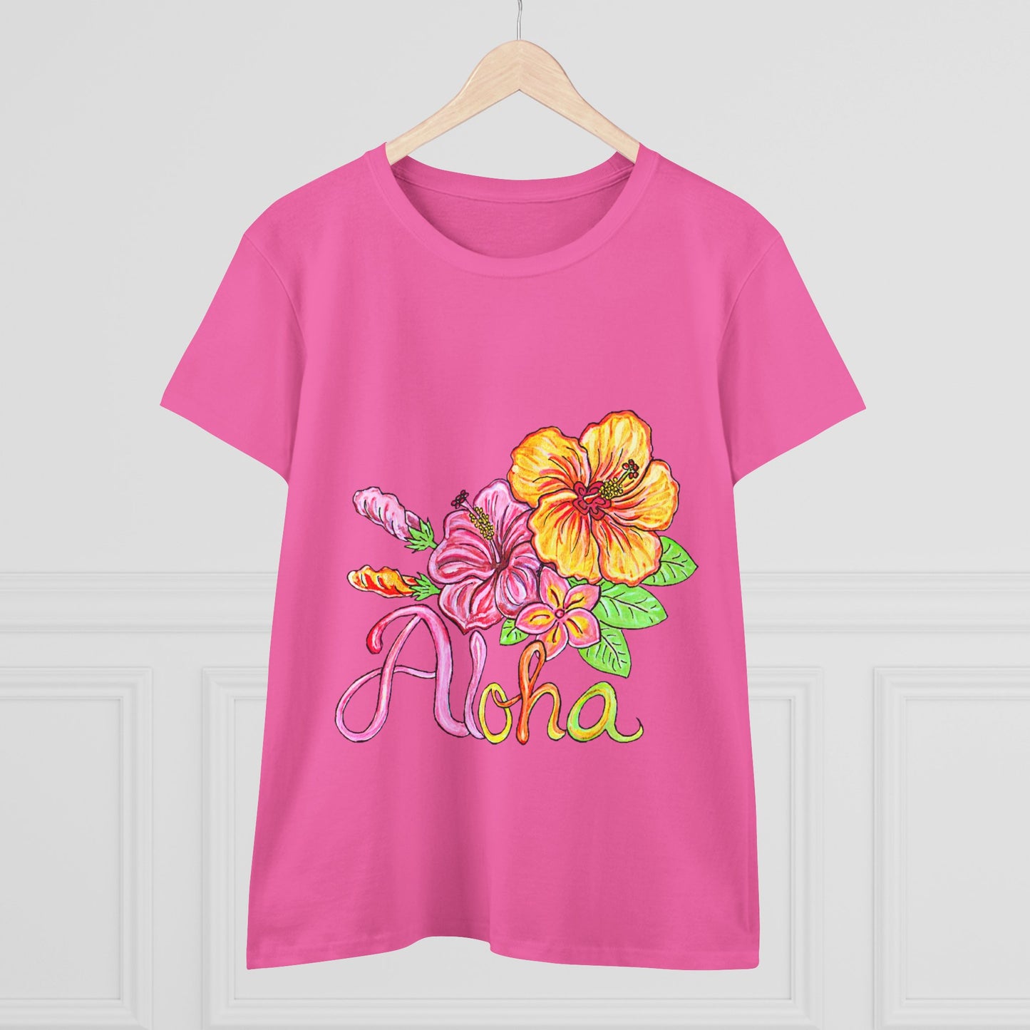 Aloha Flowers Women's Midweight Cotton Tee