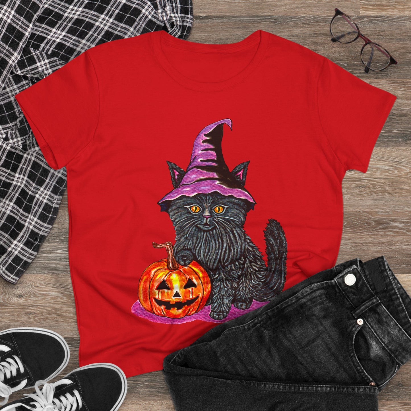 Halloween Kitty Women's Midweight Cotton Tee