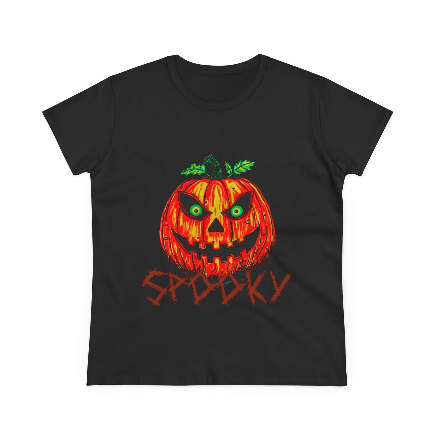 Spooky Jack-o-Lantern Women's Midweight Cotton Tee