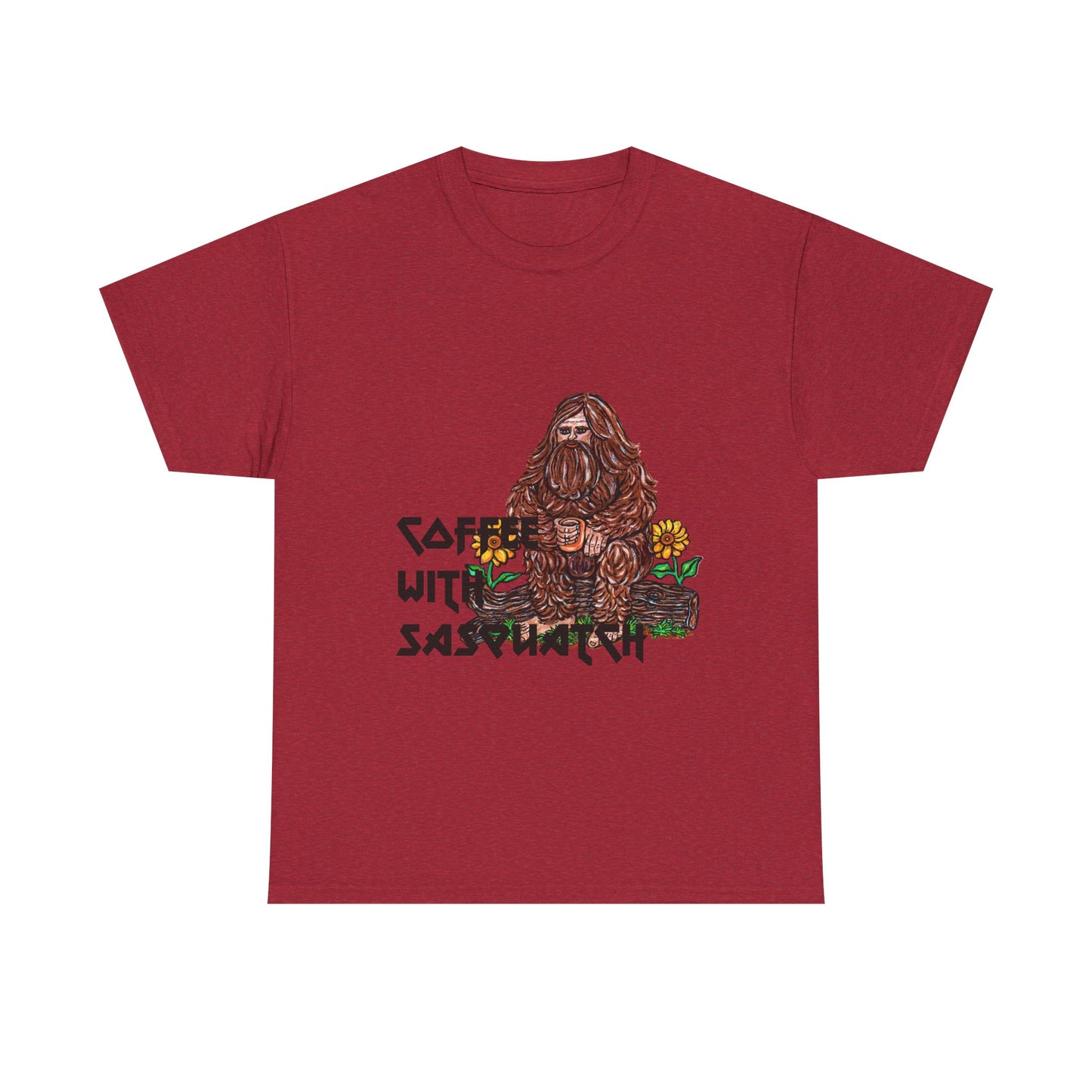 Coffee With Sasquatch Unisex Heavy Cotton Tee