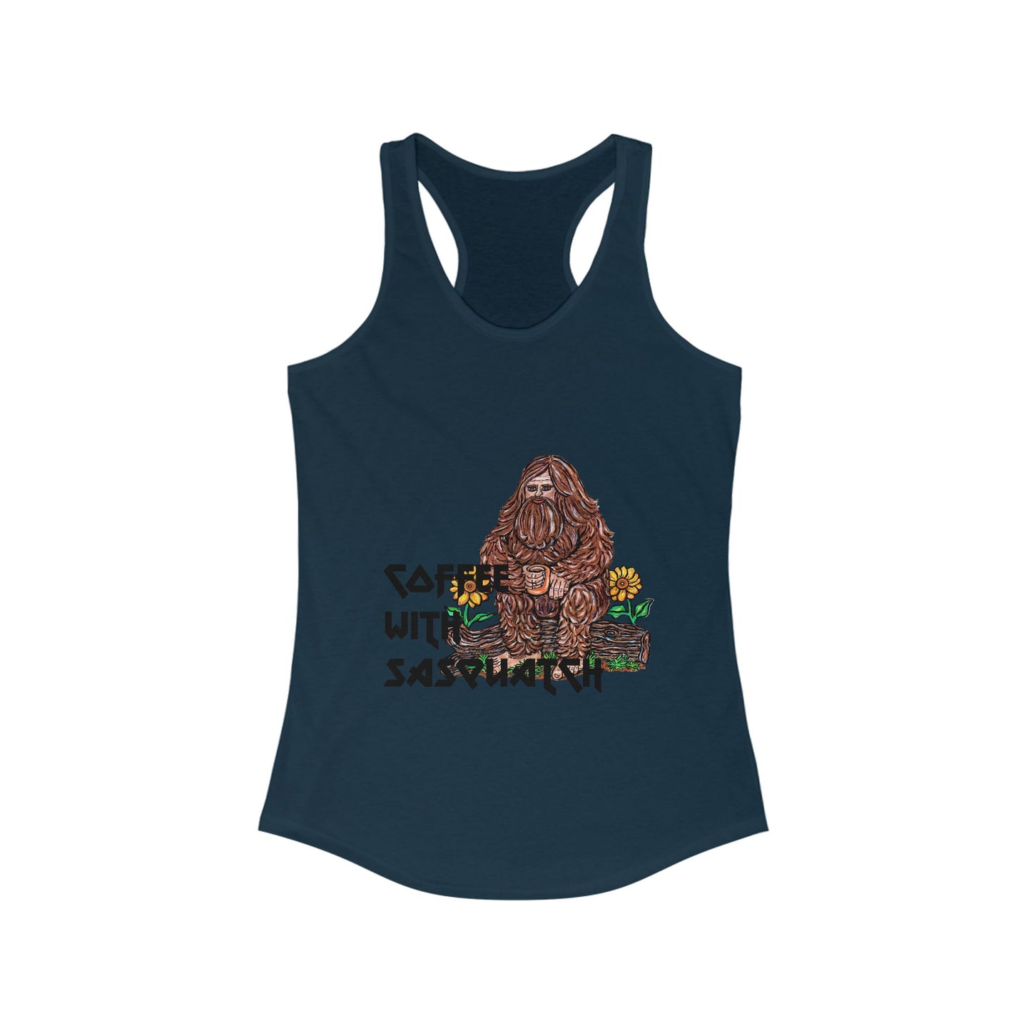 Coffee with Sasquatch Women's Ideal Racerback Tank