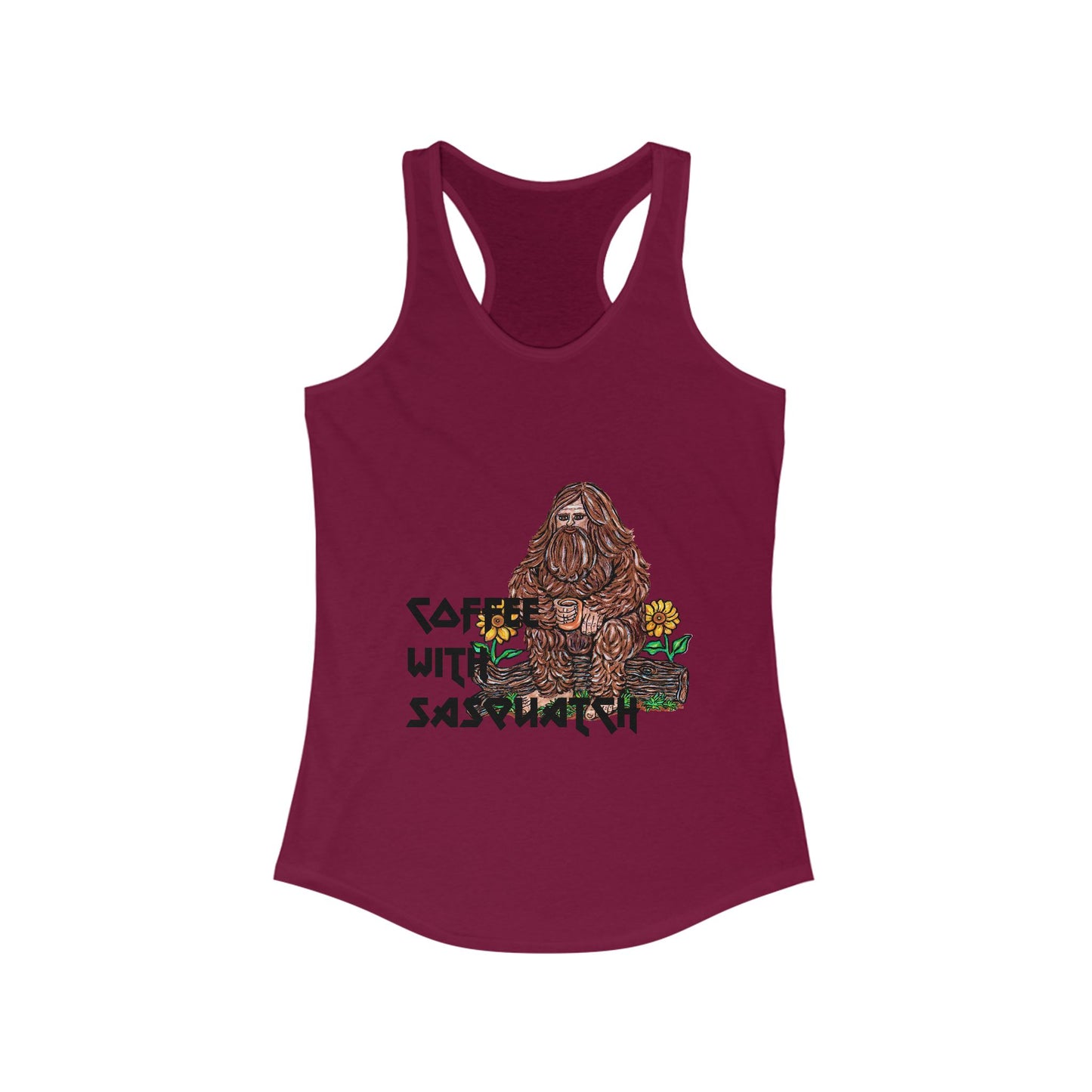 Coffee with Sasquatch Women's Ideal Racerback Tank