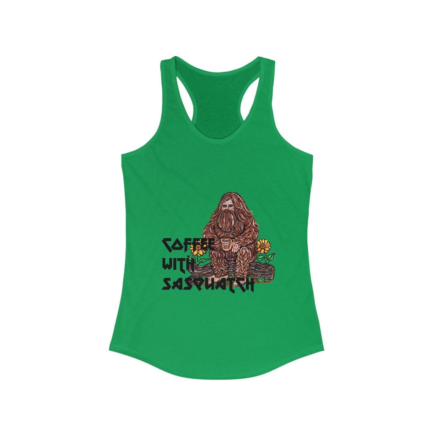Coffee with Sasquatch Women's Ideal Racerback Tank
