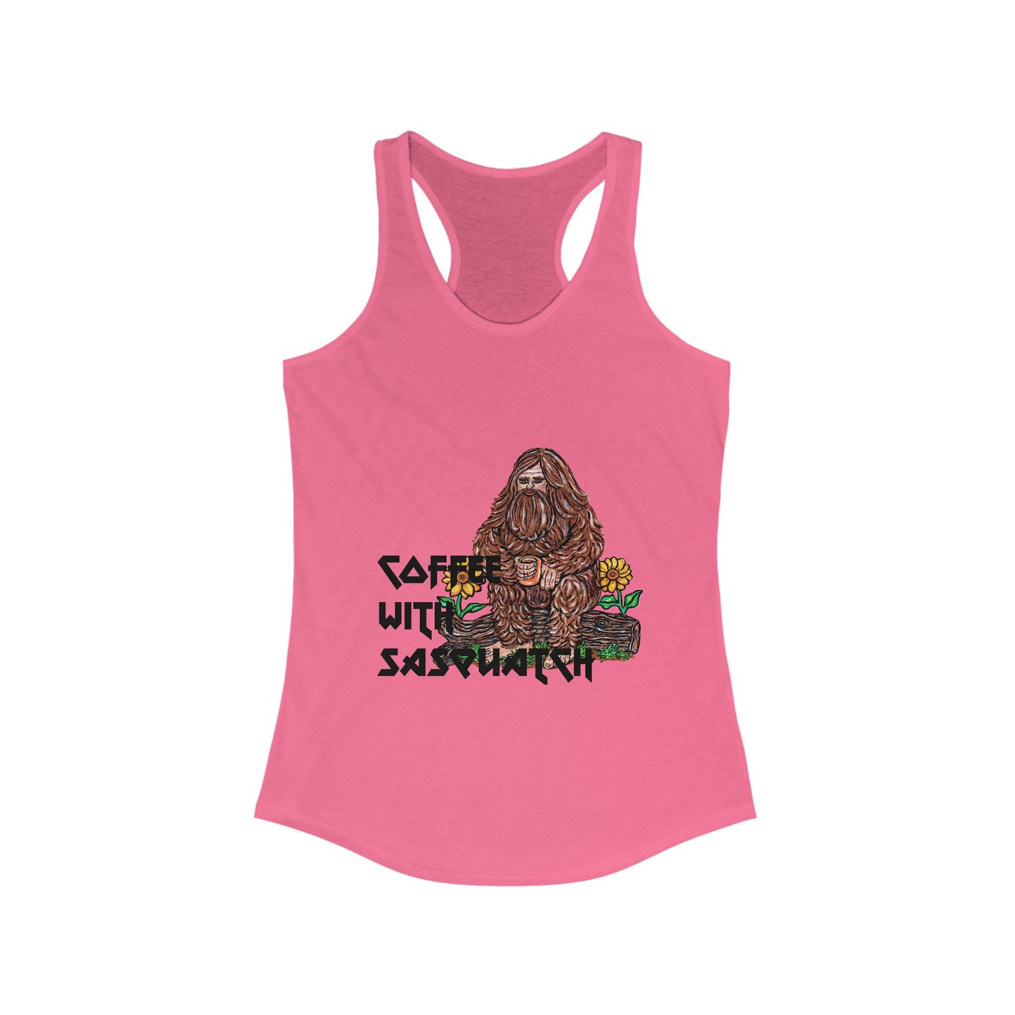 Coffee with Sasquatch Women's Ideal Racerback Tank