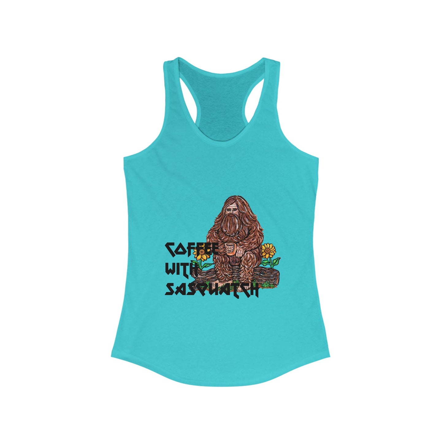 Coffee with Sasquatch Women's Ideal Racerback Tank