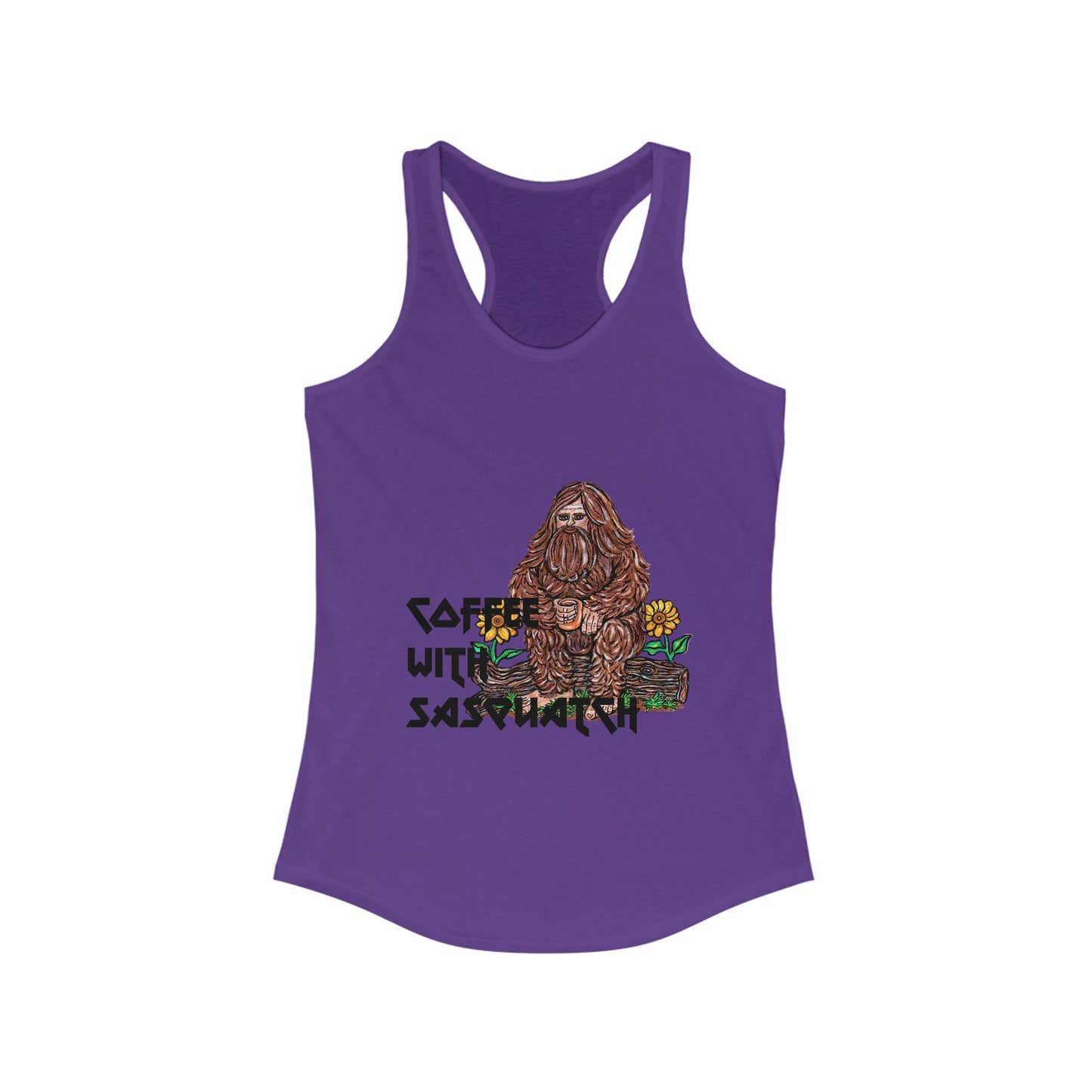 Coffee with Sasquatch Women's Ideal Racerback Tank