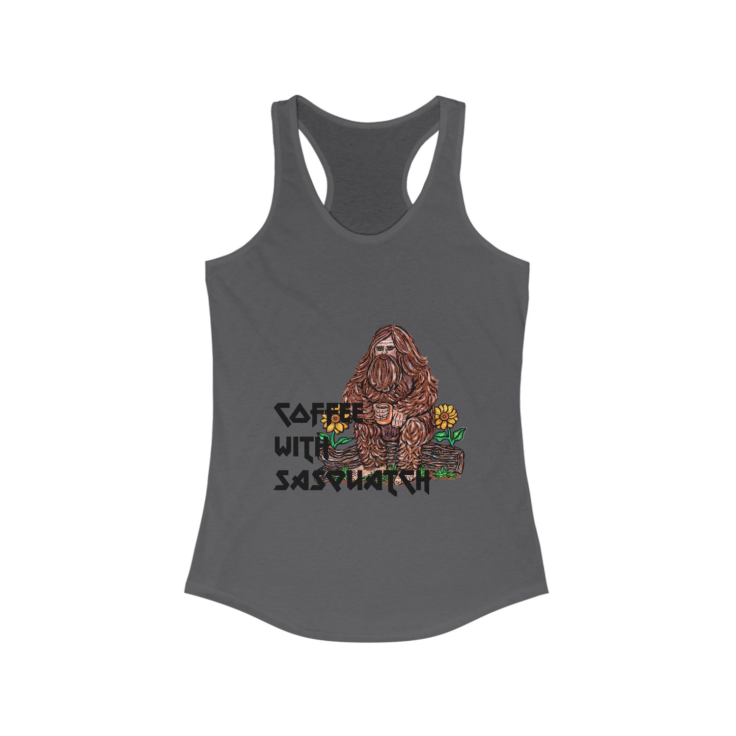 Coffee with Sasquatch Women's Ideal Racerback Tank
