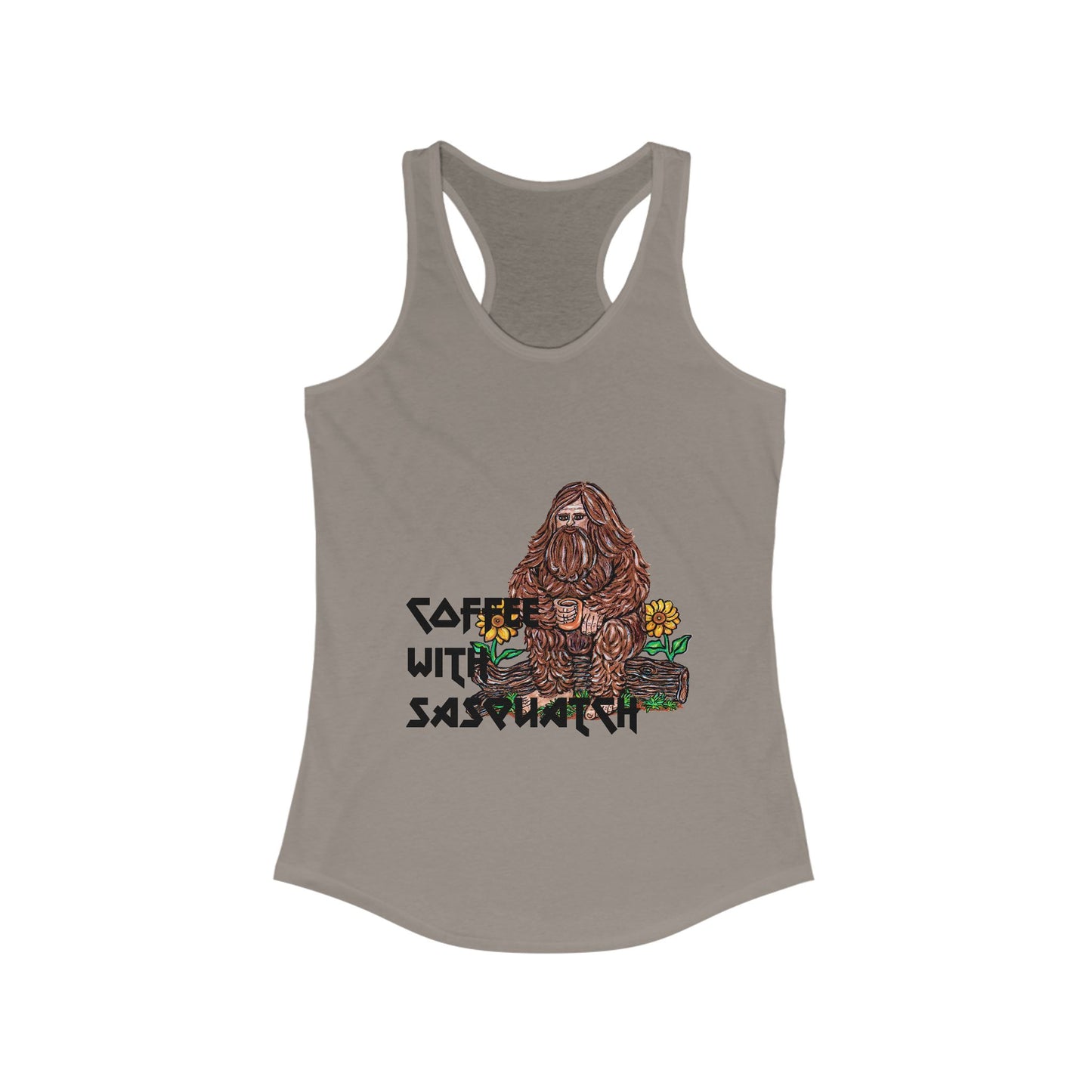 Coffee with Sasquatch Women's Ideal Racerback Tank