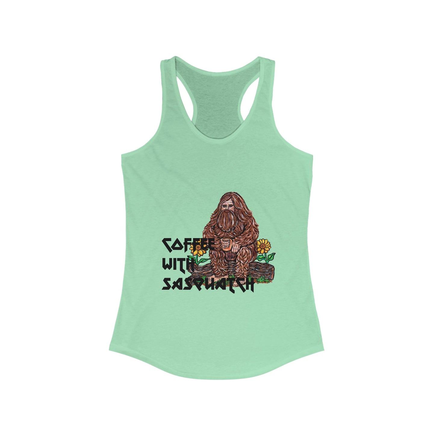 Coffee with Sasquatch Women's Ideal Racerback Tank