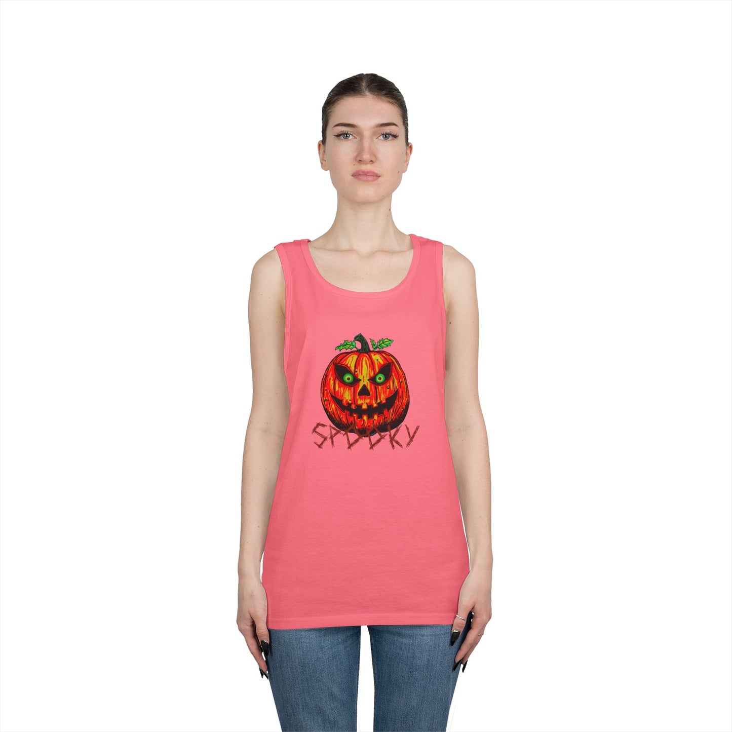 Spooky Jack-o-Lantern Unisex Heavy Cotton Tank Top
