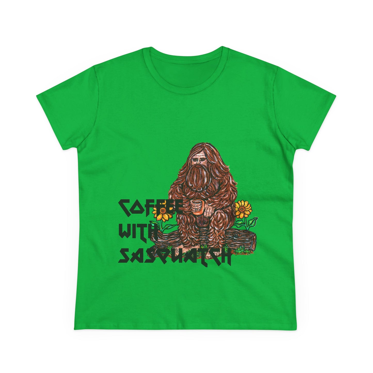 Coffee With Sasquatch Women's Midweight Cotton Tee