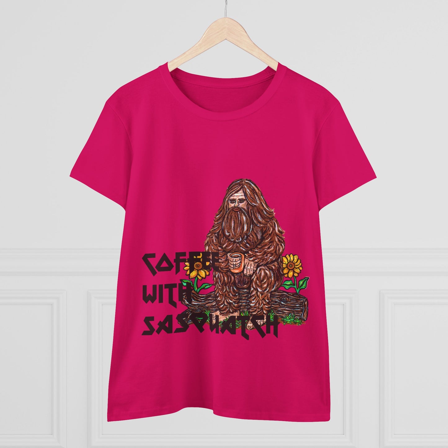 Coffee With Sasquatch Women's Midweight Cotton Tee