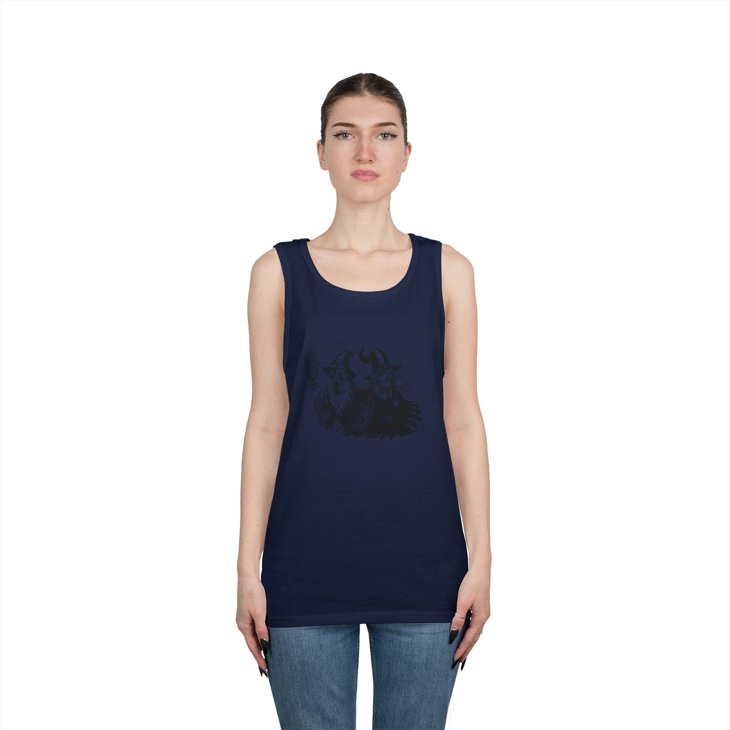 Witch and Ghost Unisex Heavy Cotton Tank Top