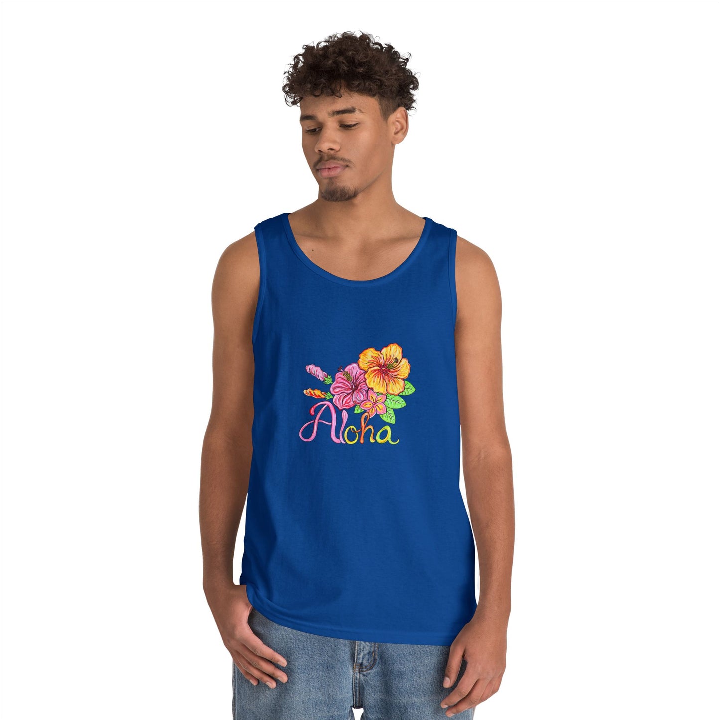 Aloha Flowers Unisex Heavy Cotton Tank Top