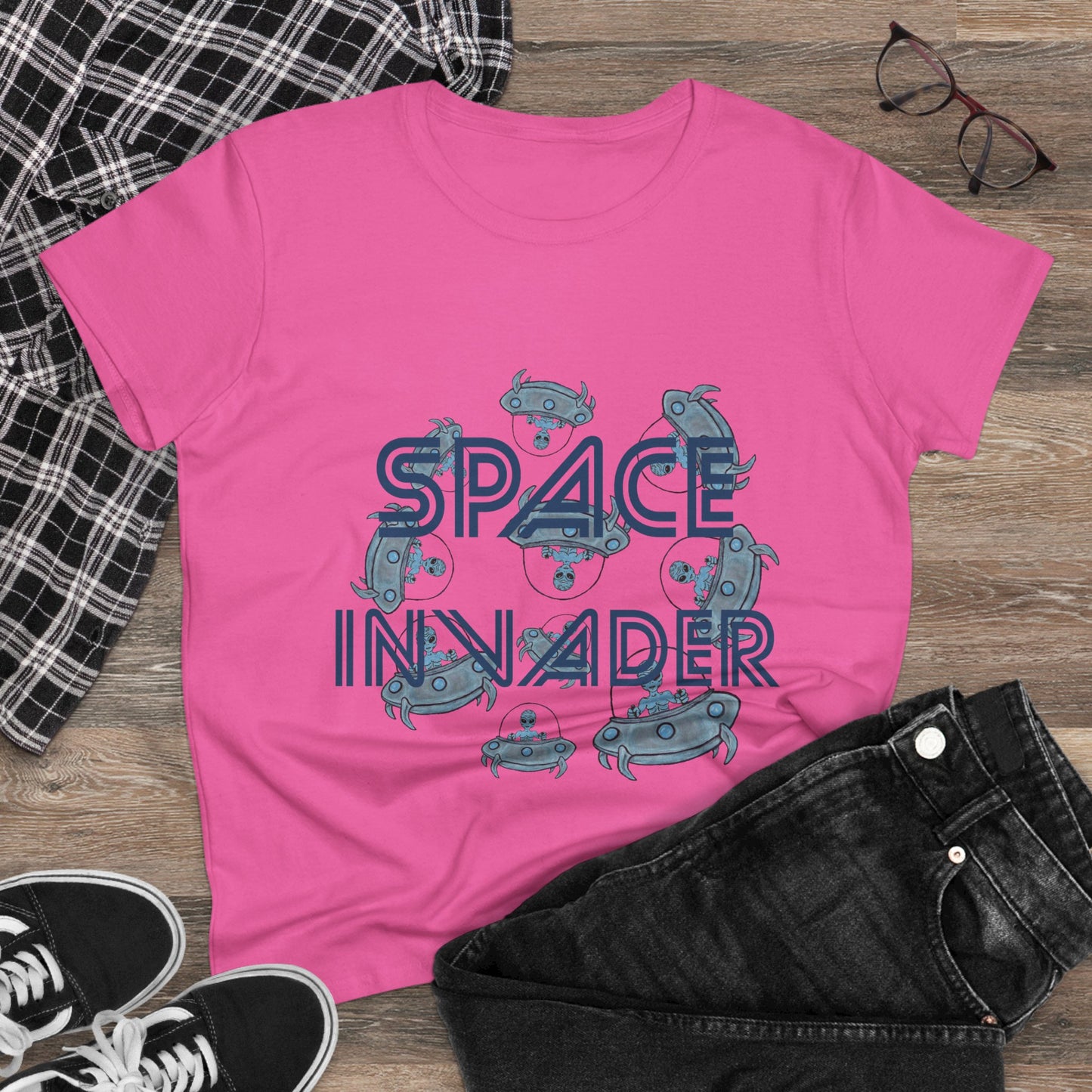 Space Invader Women's Midweight Cotton Tee