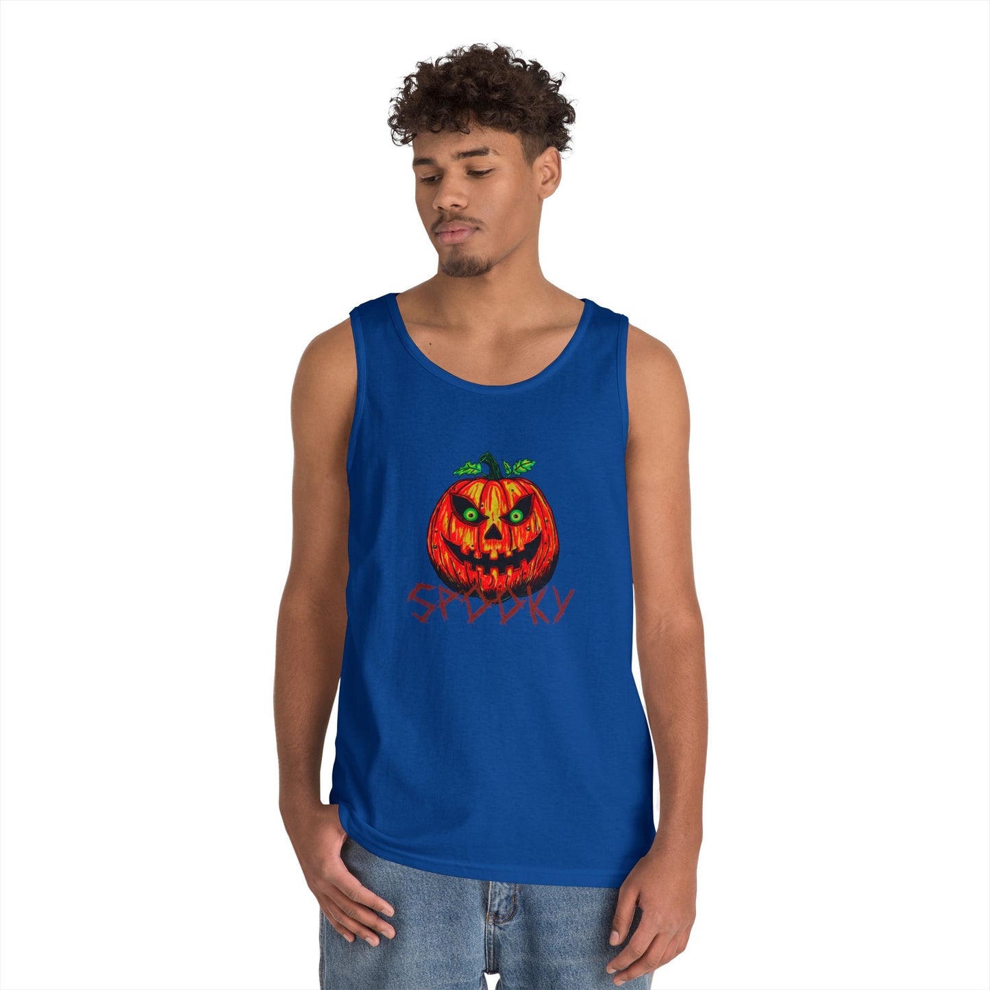 Spooky Jack-o-Lantern Unisex Heavy Cotton Tank Top