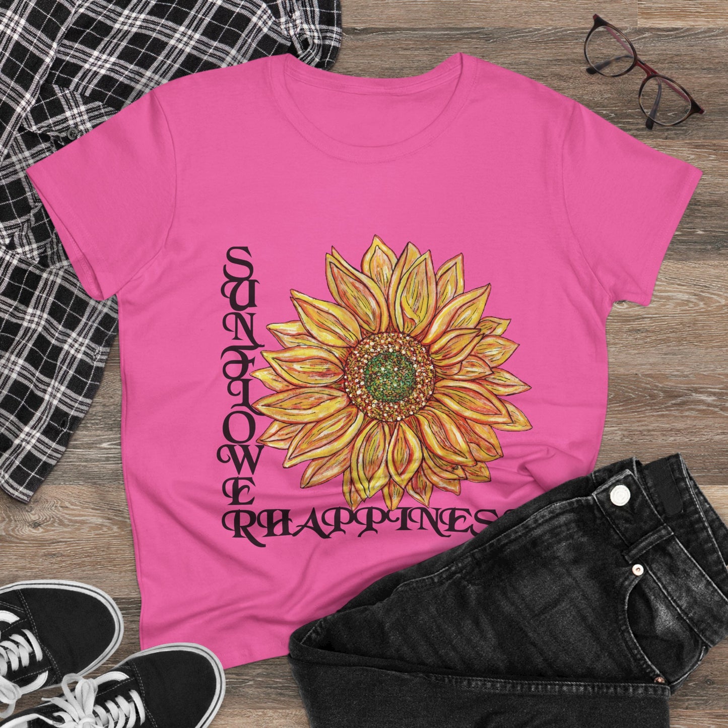Sunflower and Happiness Women's Midweight Cotton Tee