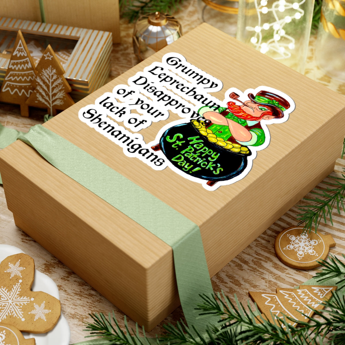 Grumpy Leprechaun Kiss-Cut Stickers