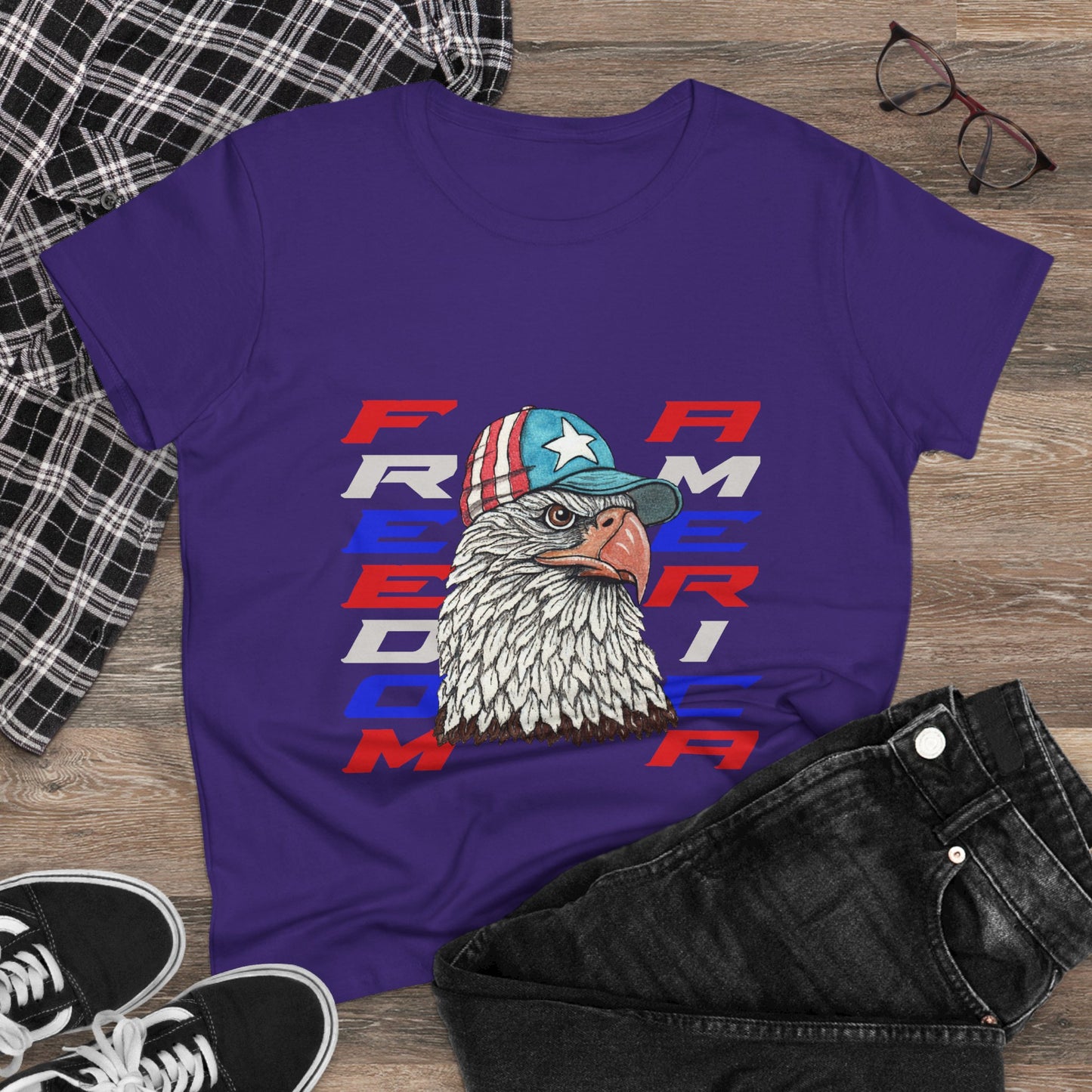 Freedom America Women's Midweight Cotton Tee