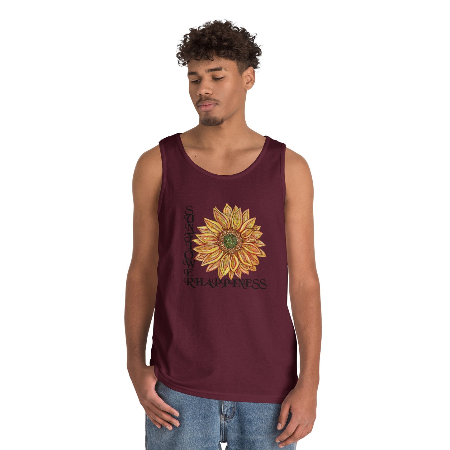 Sunflowers and Happiness Unisex Heavy Cotton Tank Top