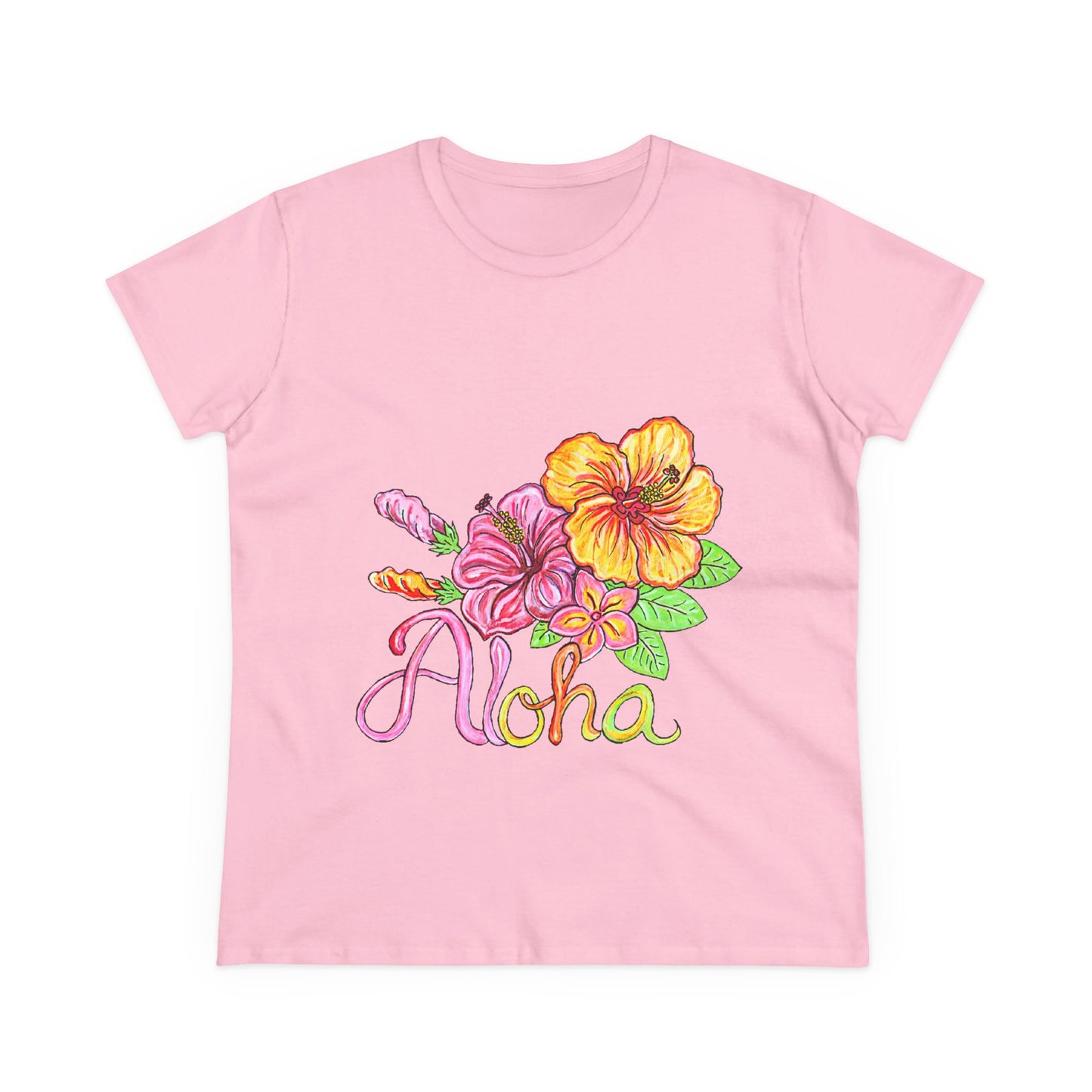 Aloha Flowers Women's Midweight Cotton Tee