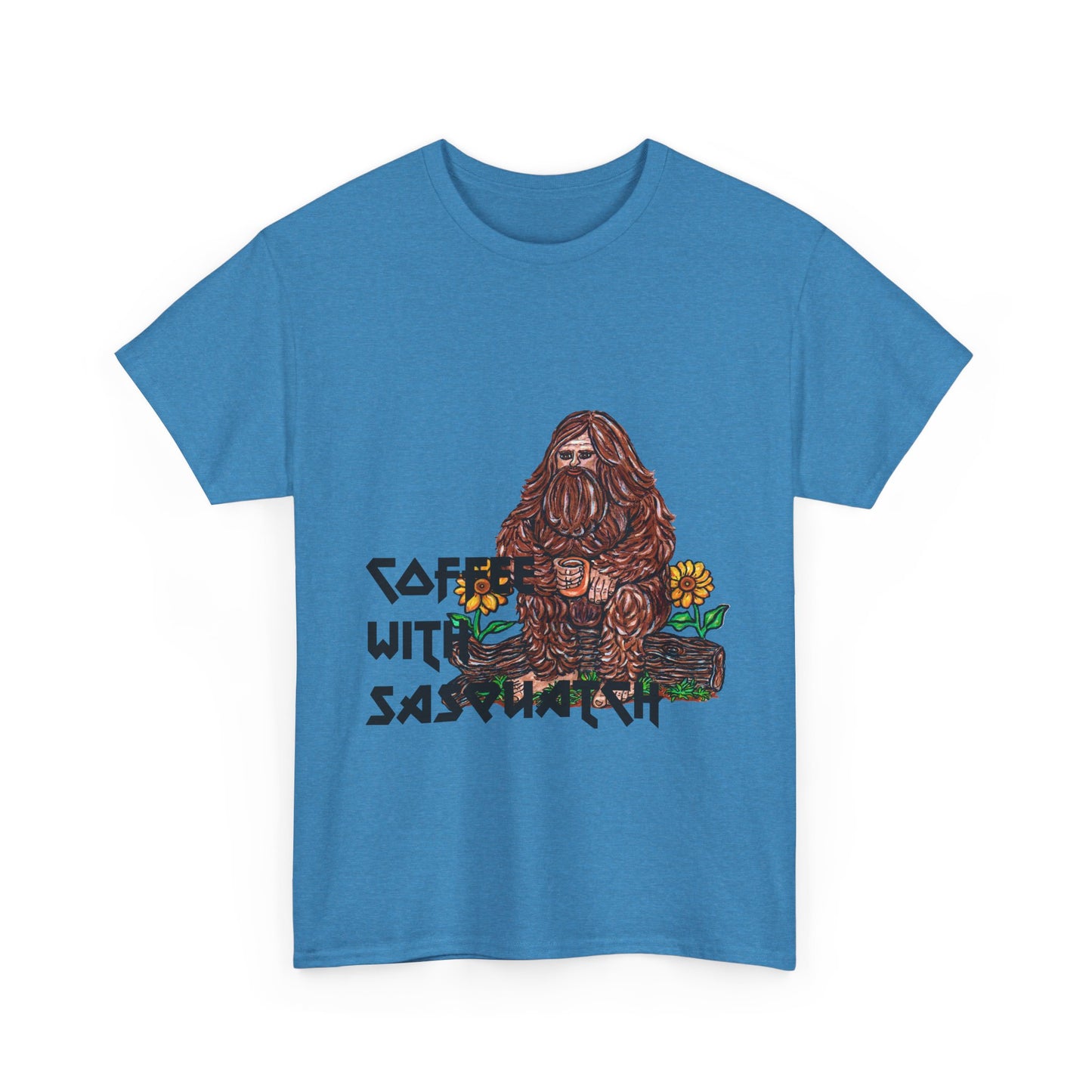 Coffee With Sasquatch Unisex Heavy Cotton Tee