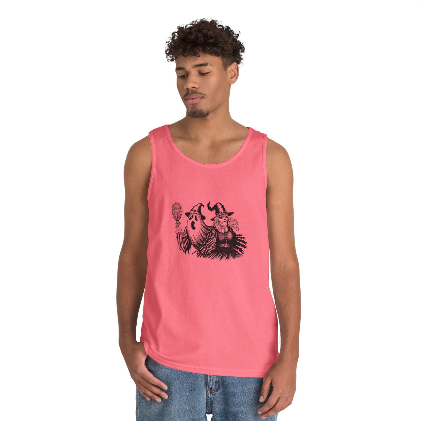 Witch and Ghost Unisex Heavy Cotton Tank Top